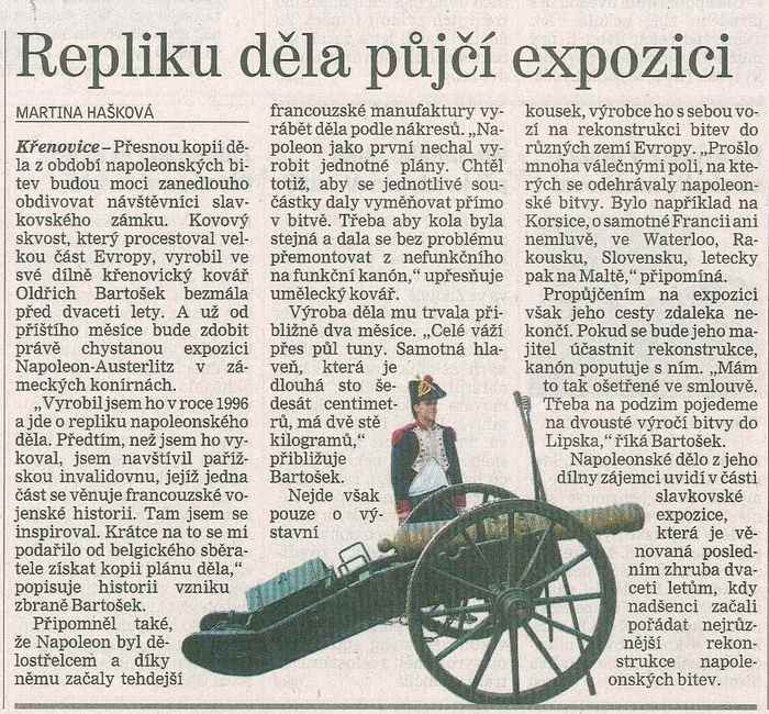 Repliku děla půjčí expozici
